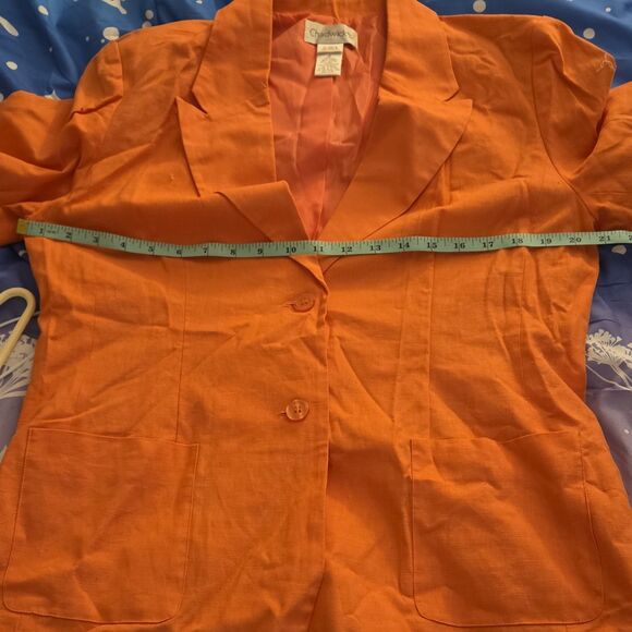 Chadwick's Blazer Women’s Size 12 Tailored Lined Vintage Coral Cotton Linen - Picture 3 of 5